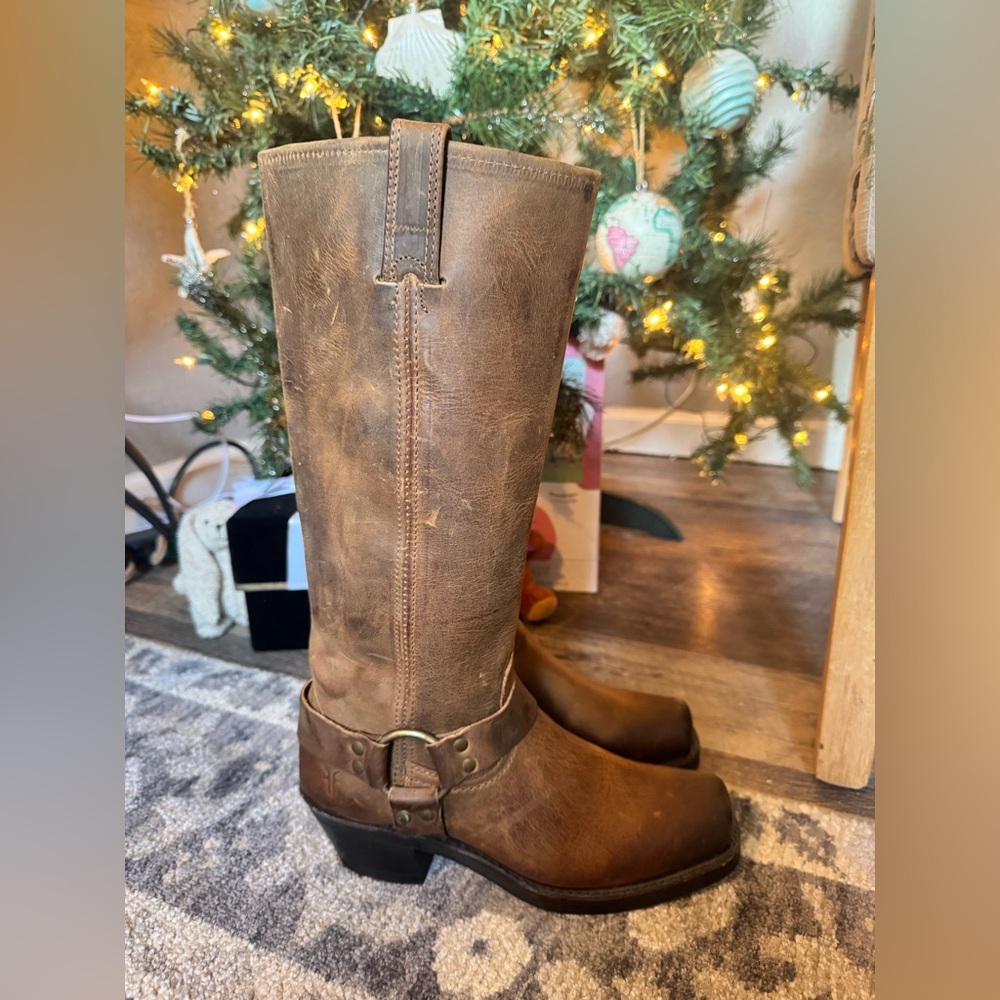 Frye Women’s Leather Harness Tall Boots in Smoke (Brown) | USA Made 🇺🇸 - Picture 7 of 16